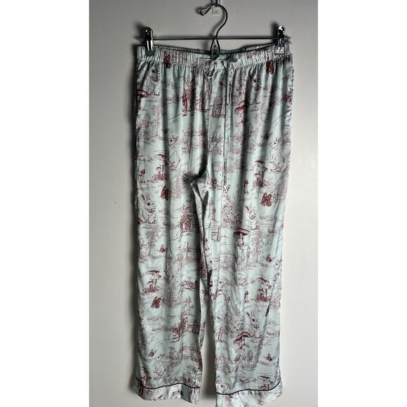 YiNi LuLu Silky Rabbit Print Button Down 2 Piece Pjs Long Sleeve Sz S NWOT 🐰 - Picture 3 of 8